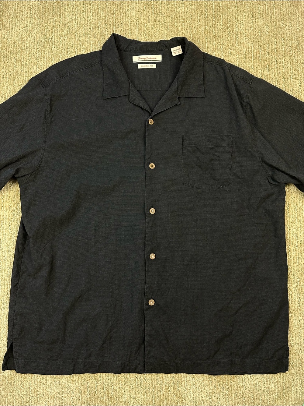 Tommy Bahama 100% Silk Camp Shirt Black XXL Luxe Tropical Resortwear Beach Vibe
